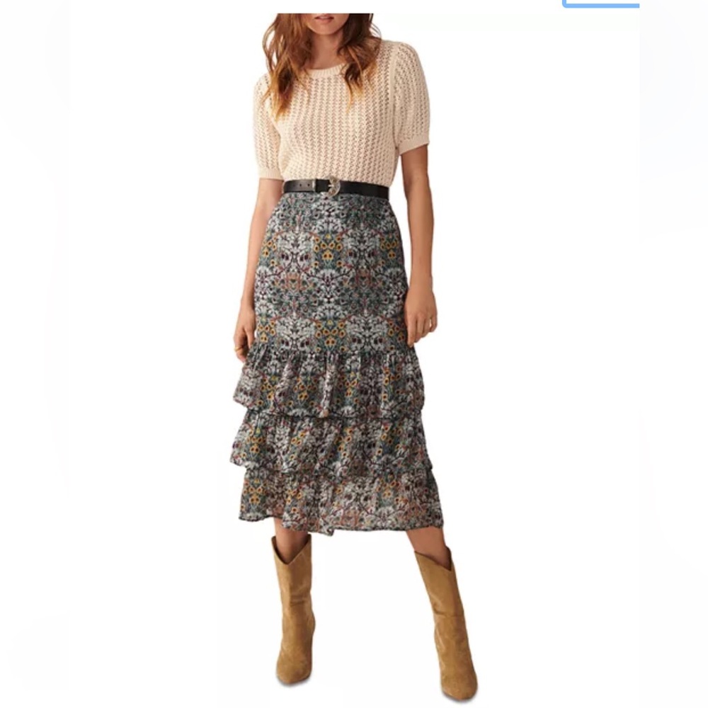 ba&sh Multicolor Floral Midi Skirt